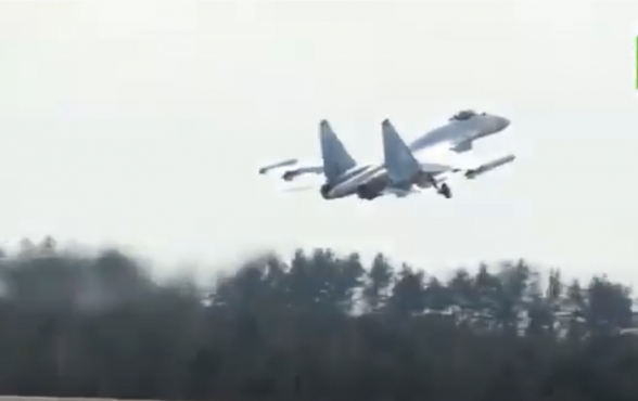 Минобороны РФ показало кадры работы Су-35 в ходе операции на Украине